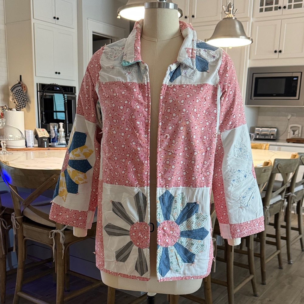 Handmade Vintage Quilt, One-of-a-Kind,Chore coat Size small/medium